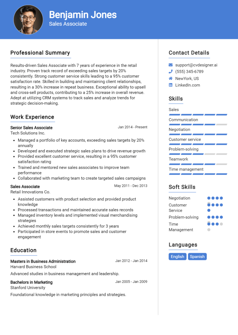 Sales Associate Resume Example for 2025: Proven Tips & Templates