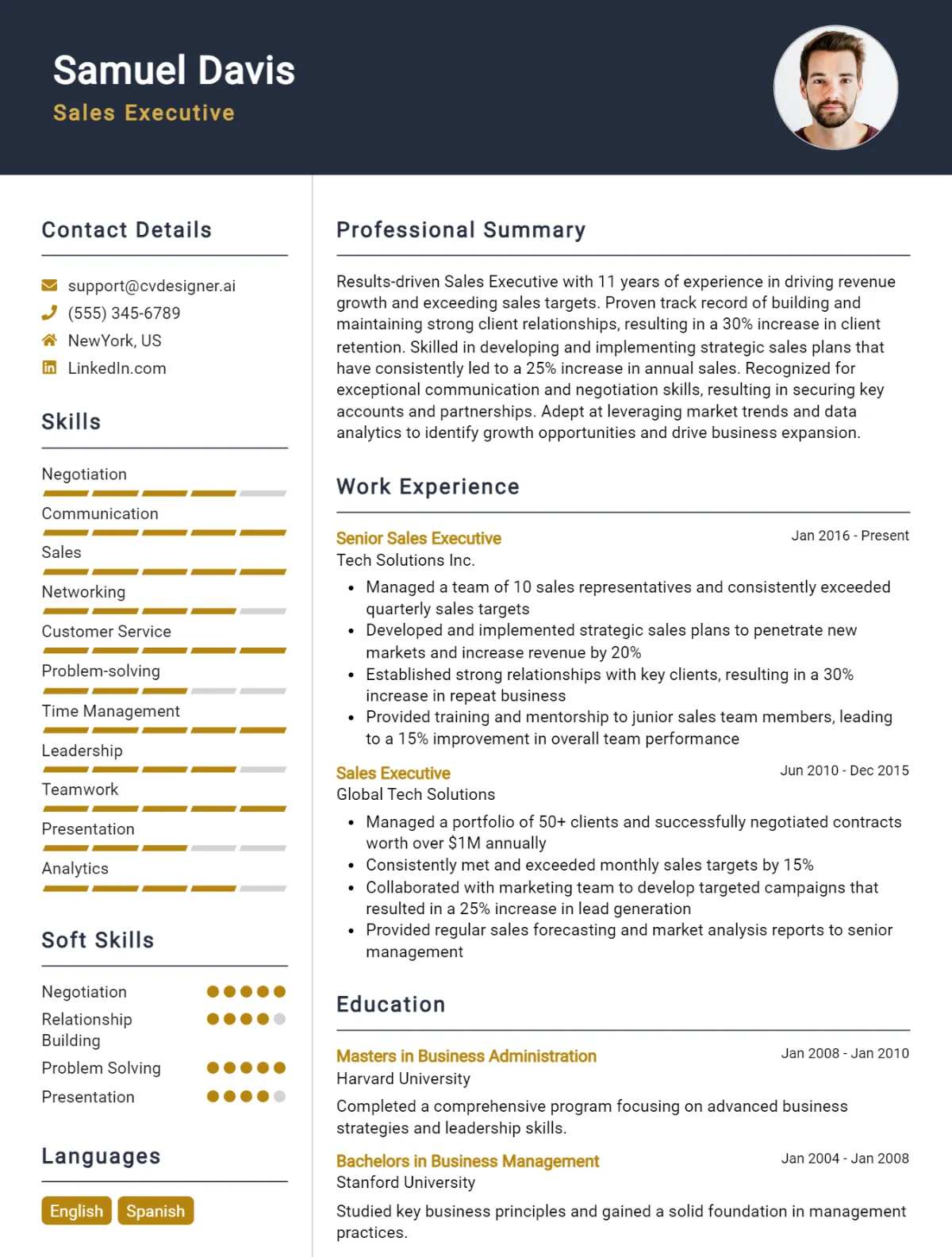 Sales Executive CV Example