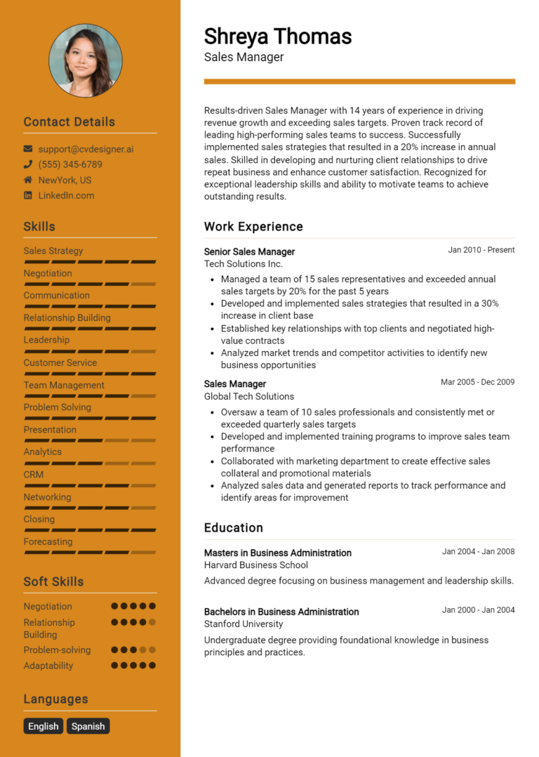 Sales Manager Resume Example for 2025: Ultimate Guide