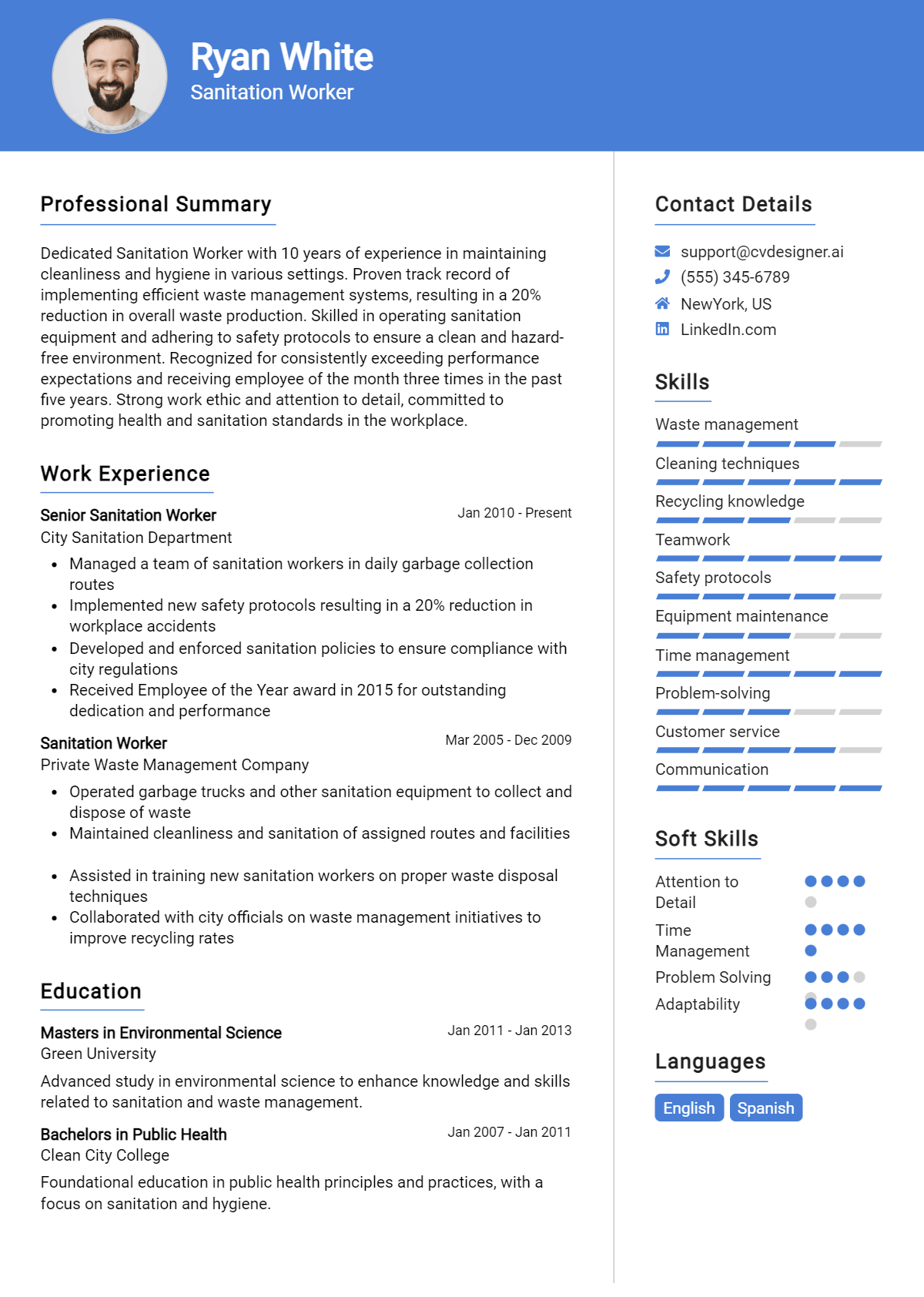Sanitation Worker Resume Example