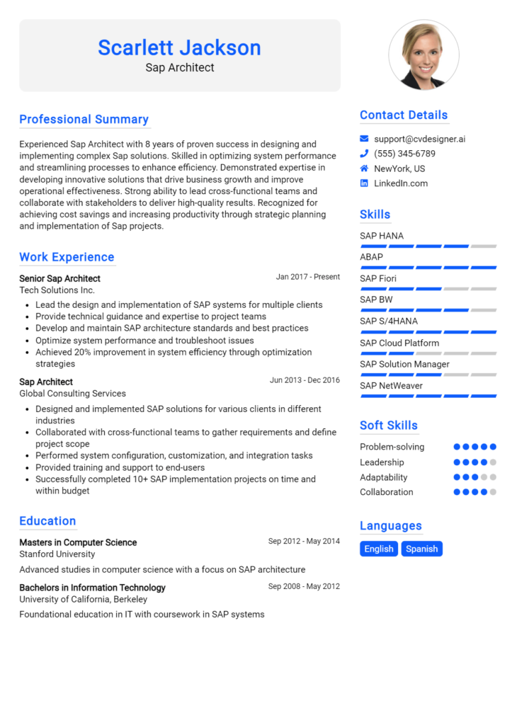Sap Architect Resume Example