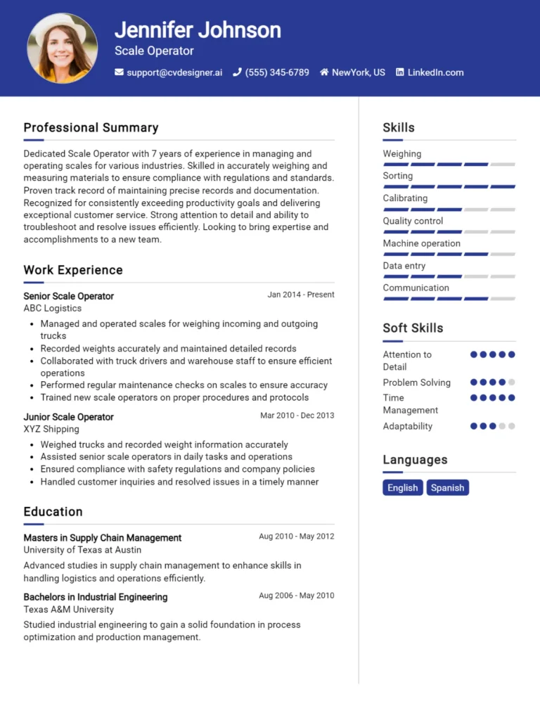 Scale Operator CV Example For 2025: How to Craft a Winning CV