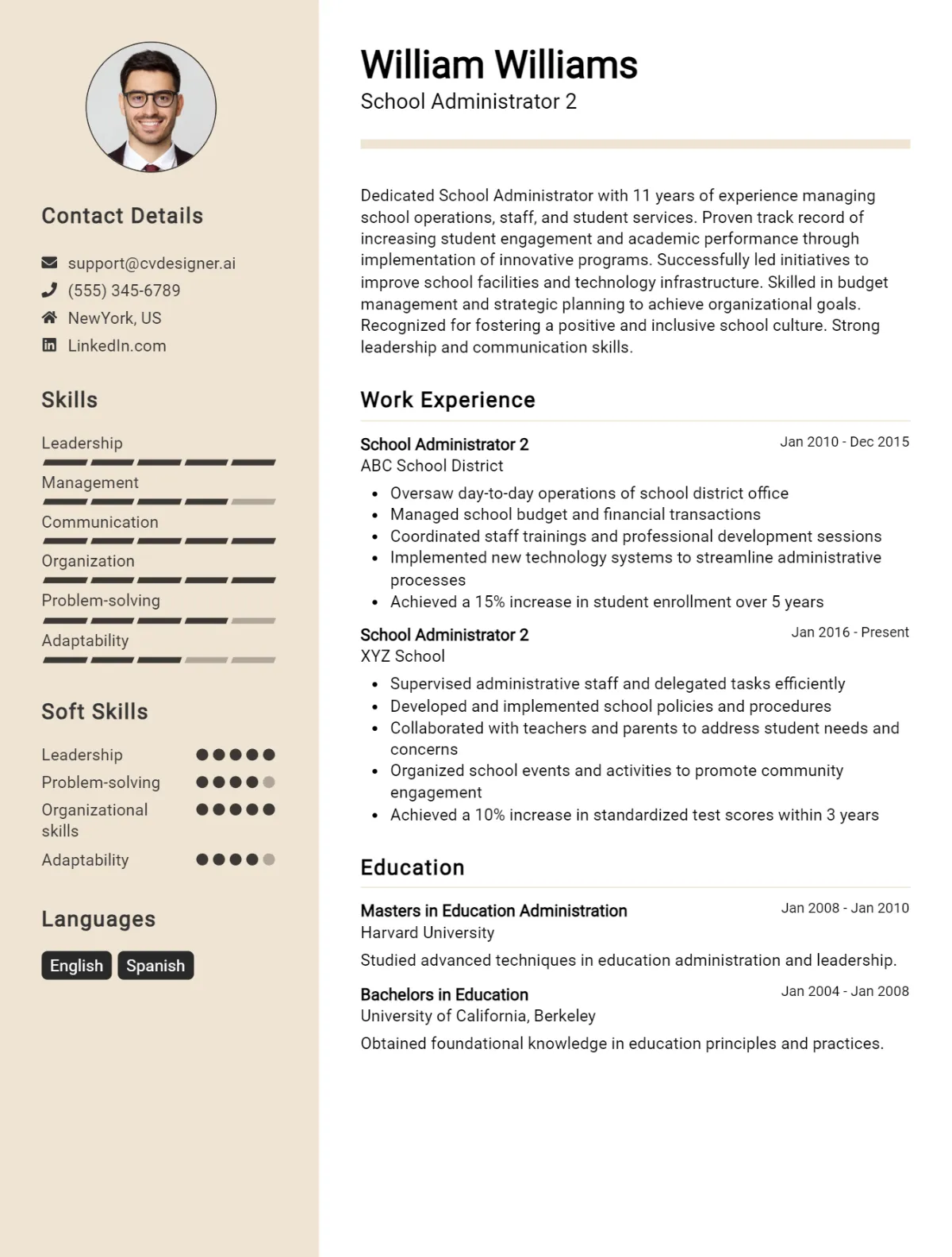 School Administrator 2 CV Example