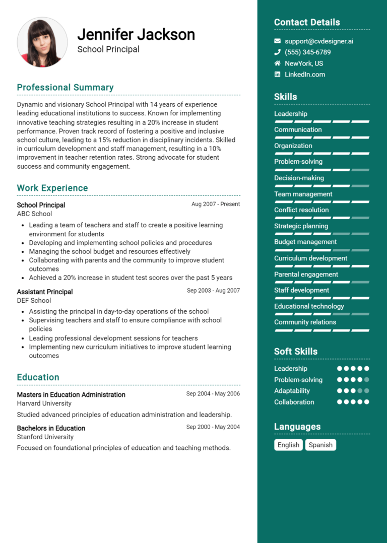 School Principal Resume Example for 2025: Free Downloadable Templates
