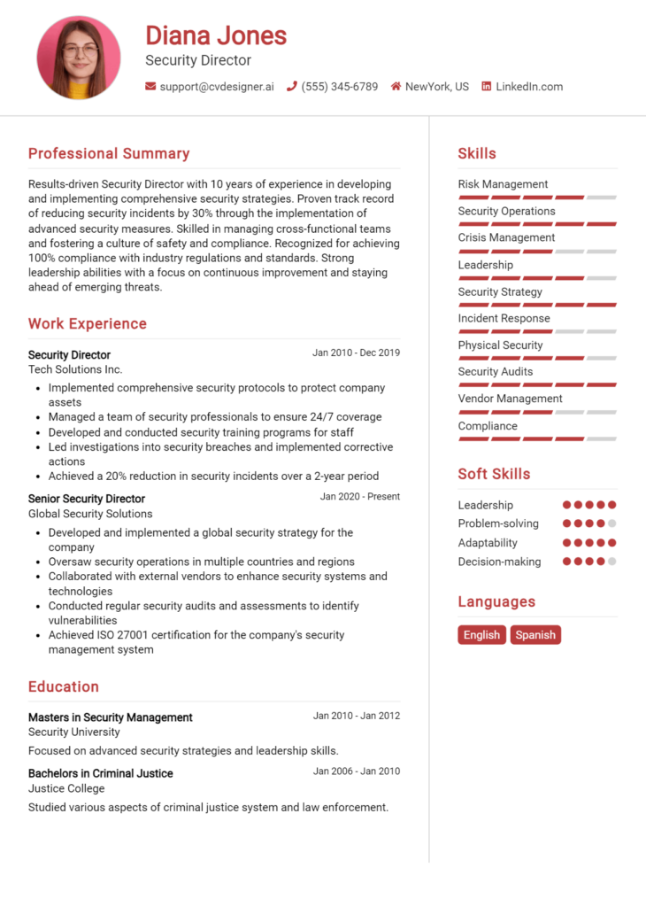 Security Director Resume Example