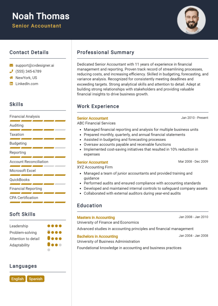 Senior Accountant Resume Example