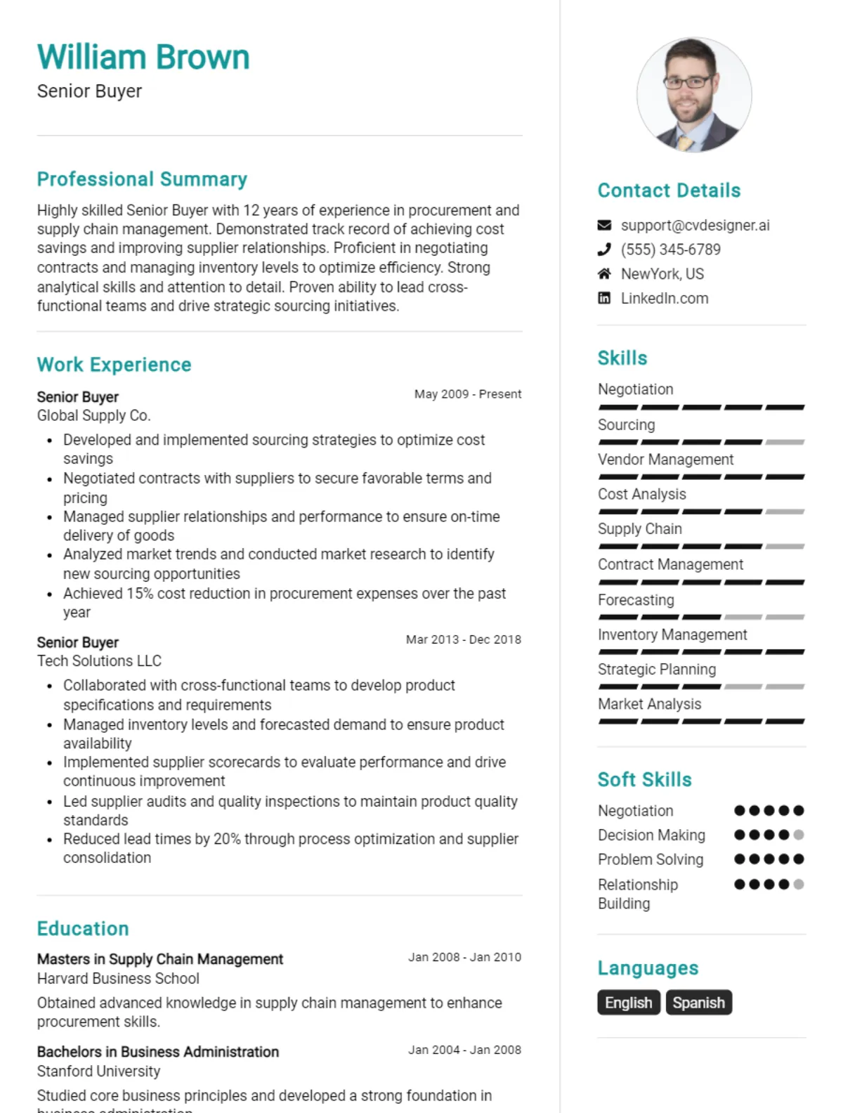 Senior Buyer CV Example For 2024: Tips to Stand Out - CVDesigner.ai