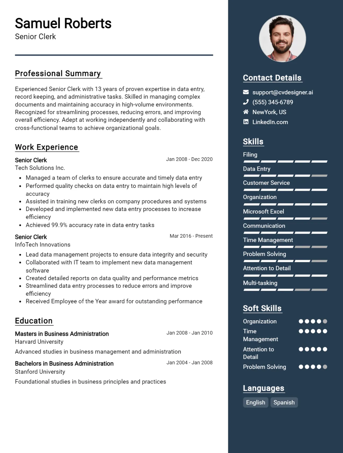 Senior Clerk CV Example