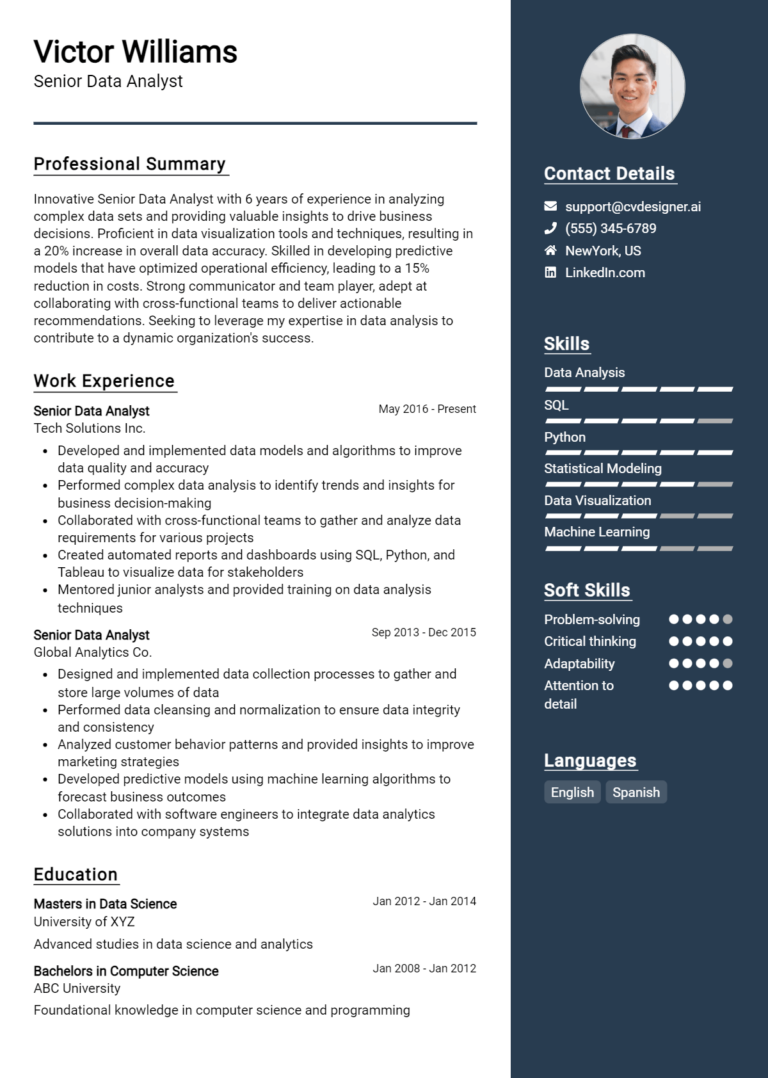 10 Senior Data Analyst Resume Examples for 2025: Best Writing Guide