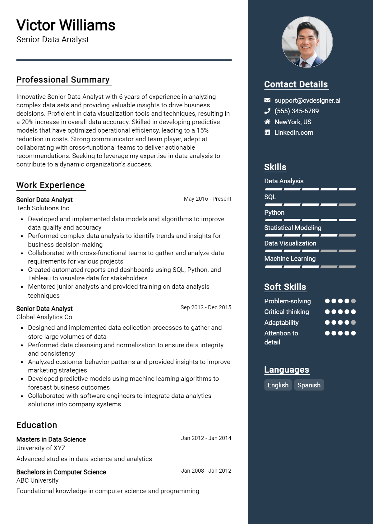 Senior Data Analyst Resume Example