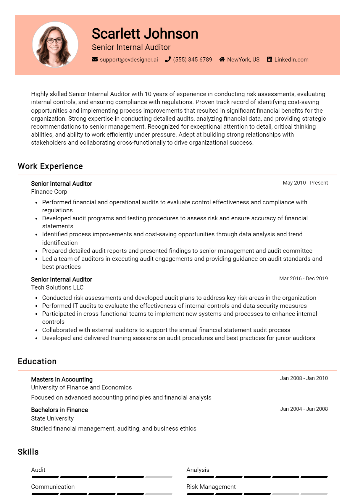 12 Senior Internal Auditor Resume Examples And Templates for 2024 ...