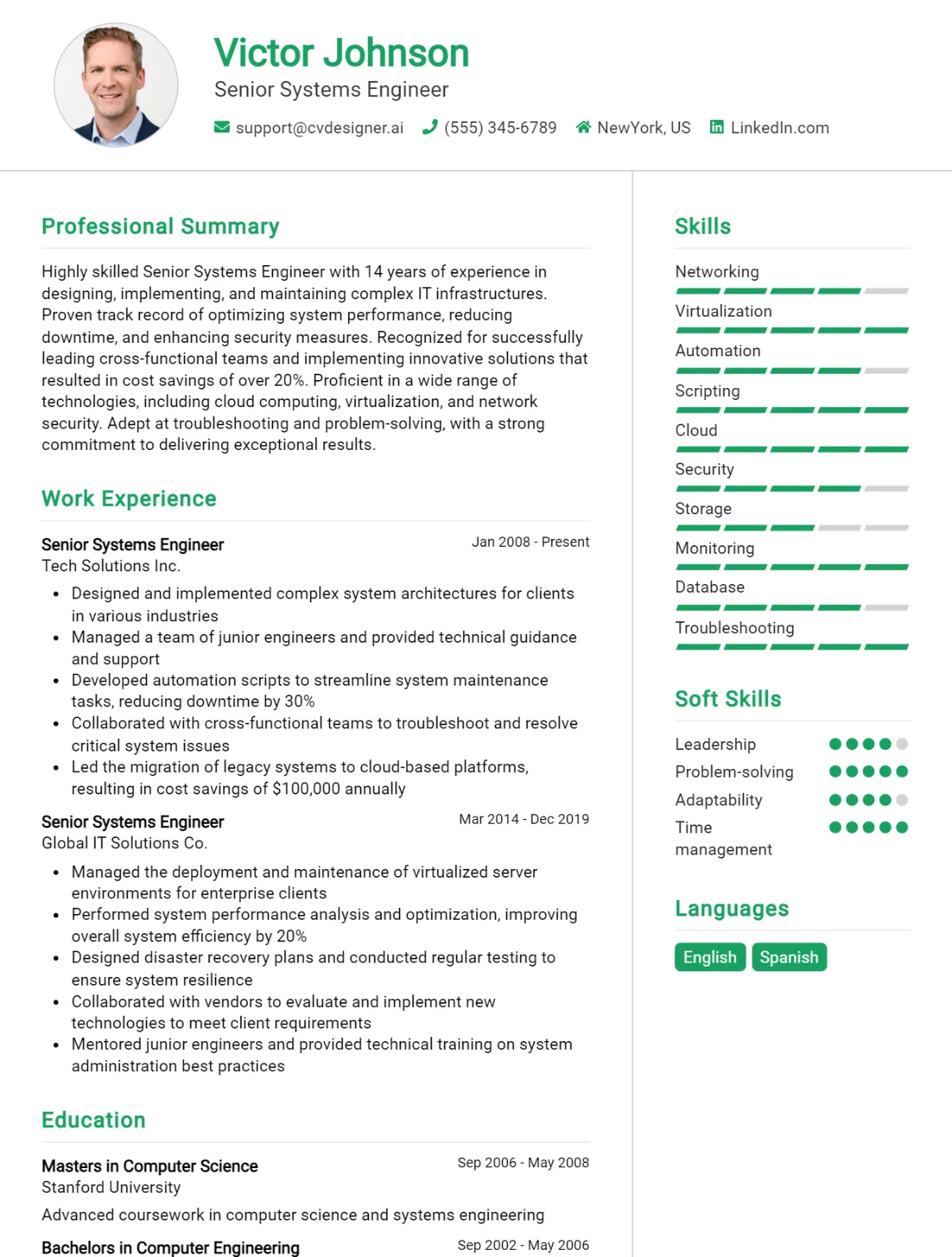 Senior Systems Engineer CV Example
