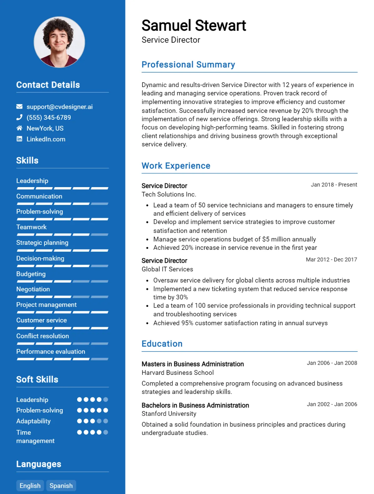 Service Director CV Example