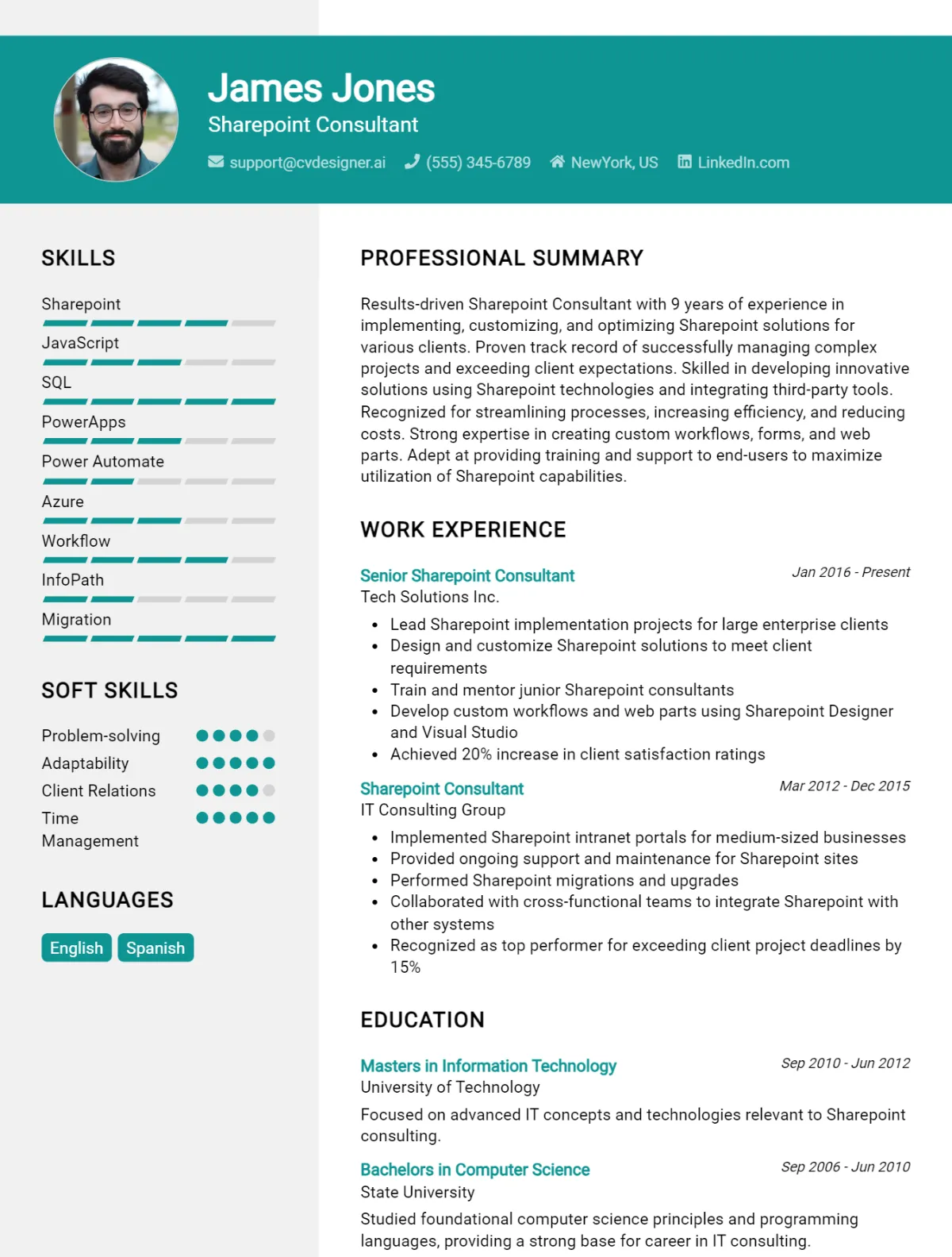 Sharepoint Consultant CV Example