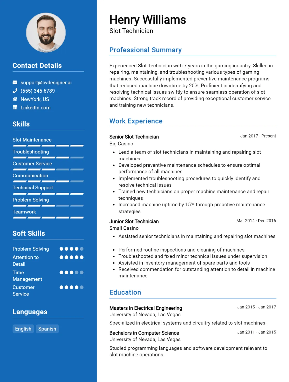 Slot Technician CV Example