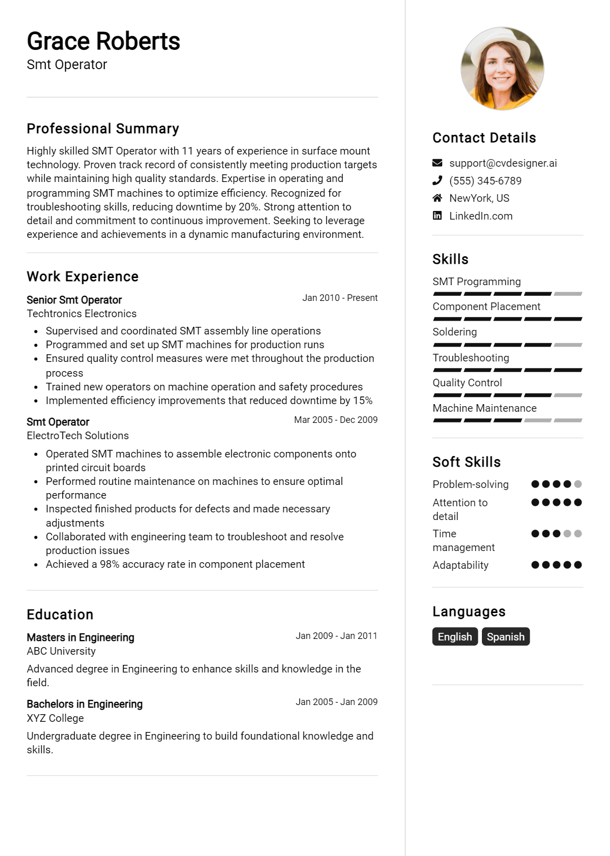 Smt Operator Resume Example