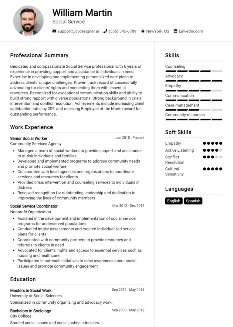 Social Service Resume Example for 2025: Samples & Best Practices