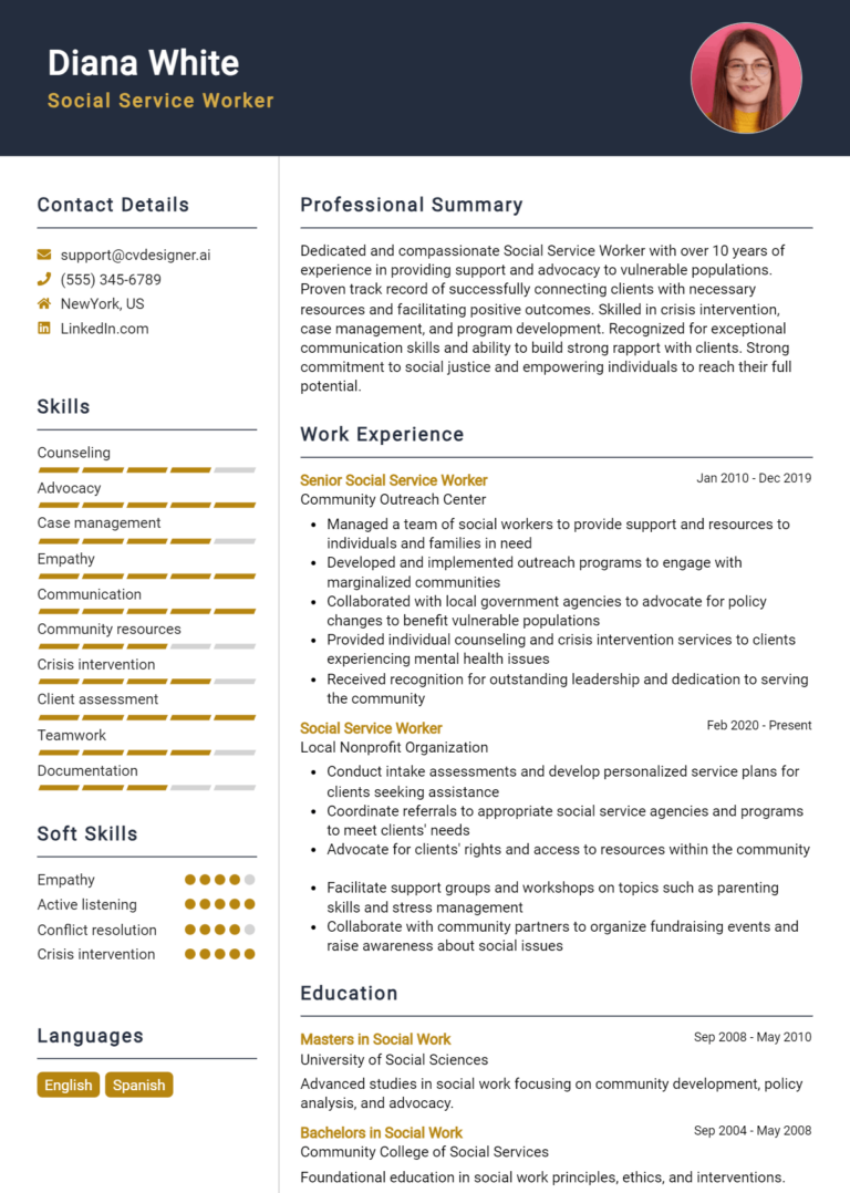 Social Service Worker Resume Example for 2025: Strategies & Templates