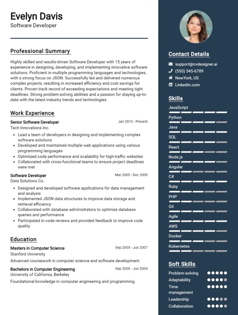 Software Developer CV Example For 2025: Top CV Skills