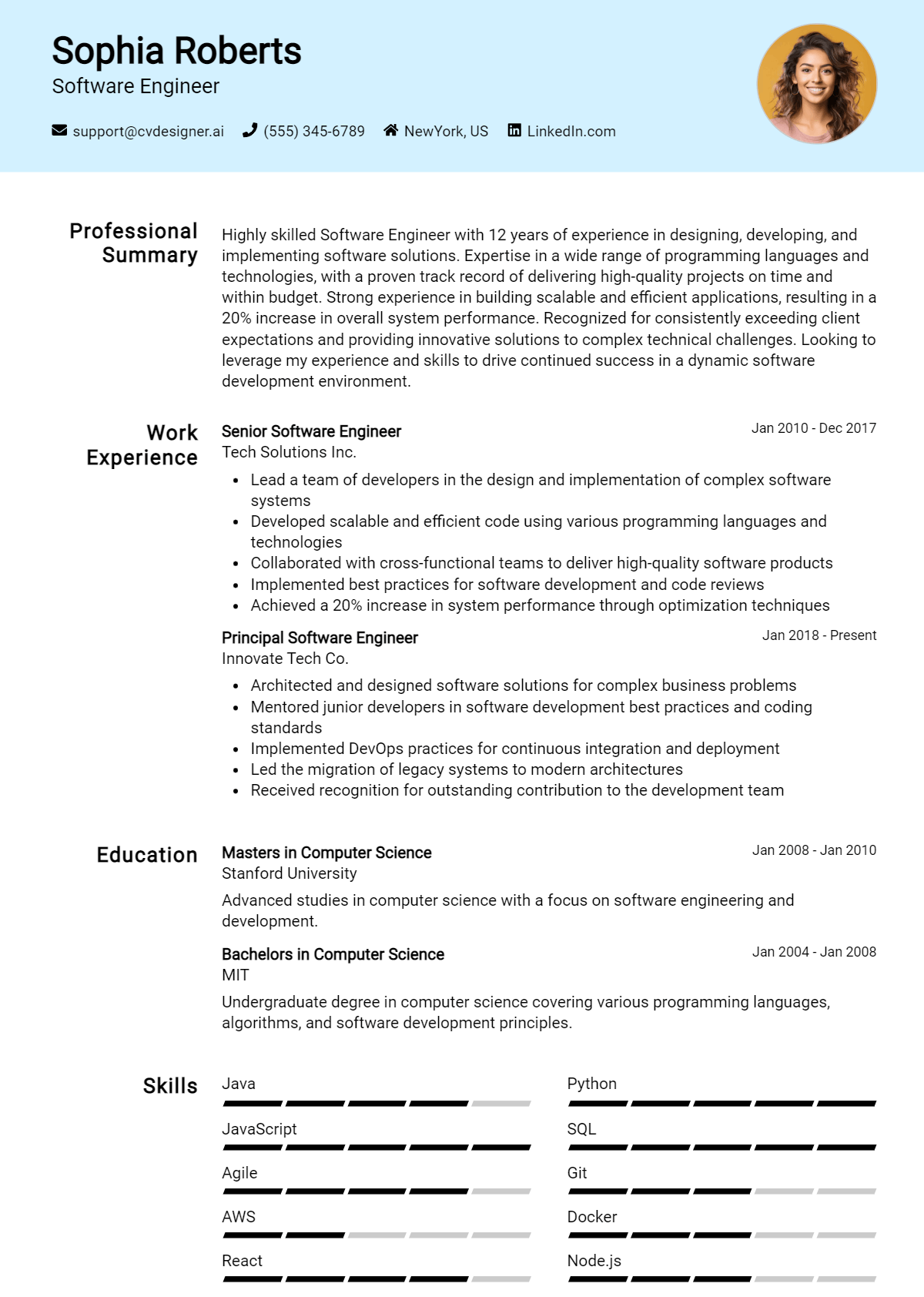 Software Engineer Resume Example