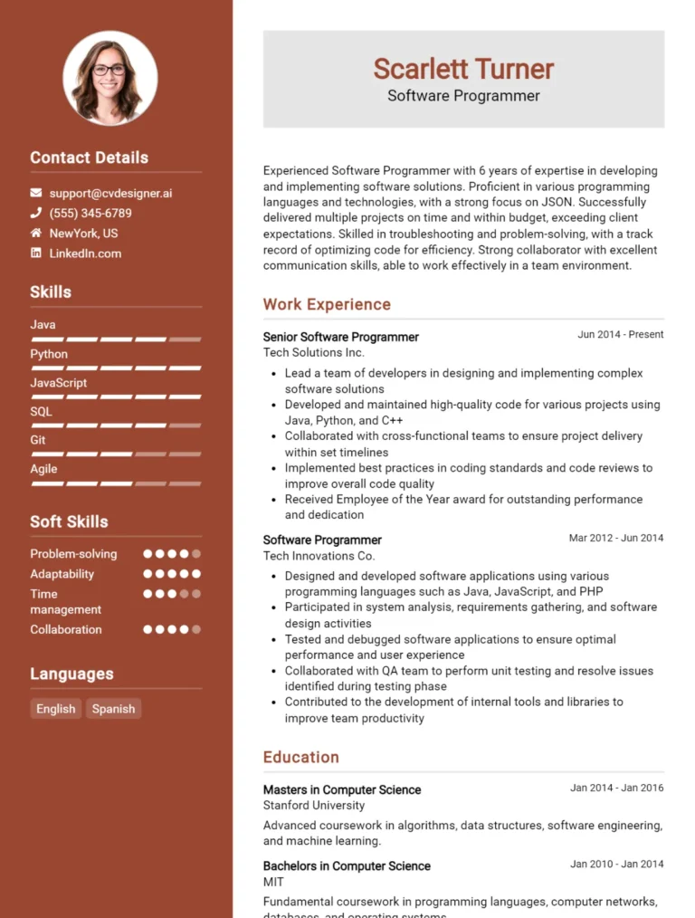 Software Programmer CV Example For 2025: How to Craft a Winning CV
