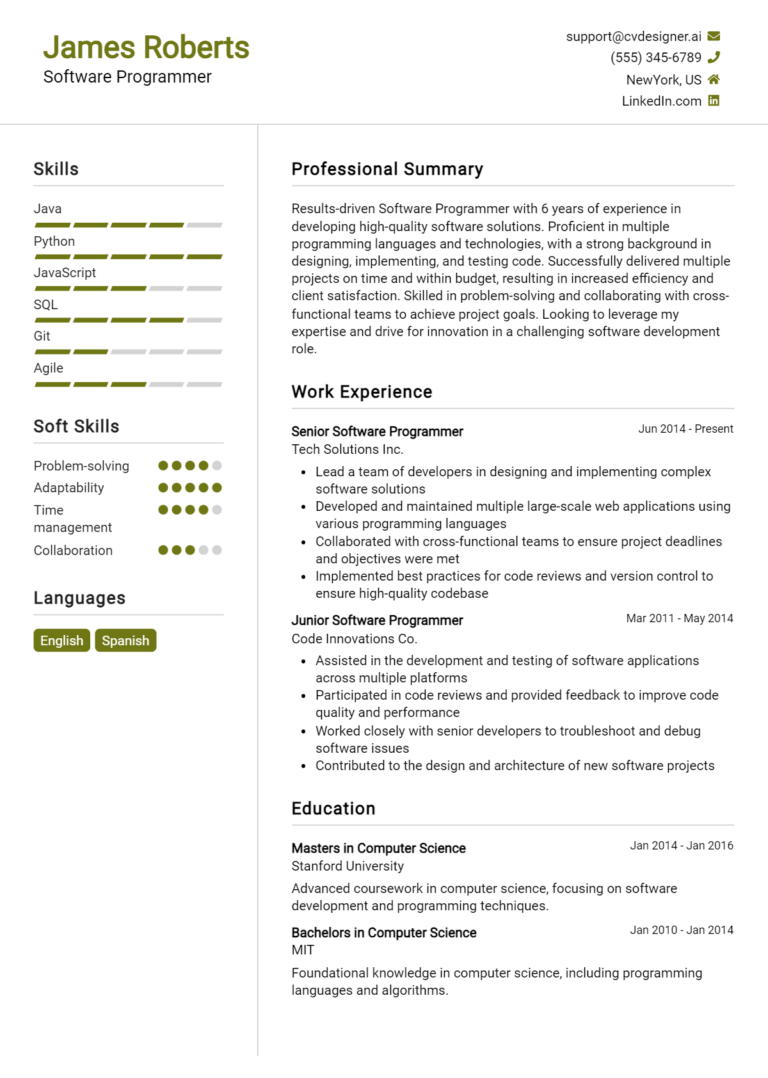15 Software Programmer Resume Examples And Templates for 2025