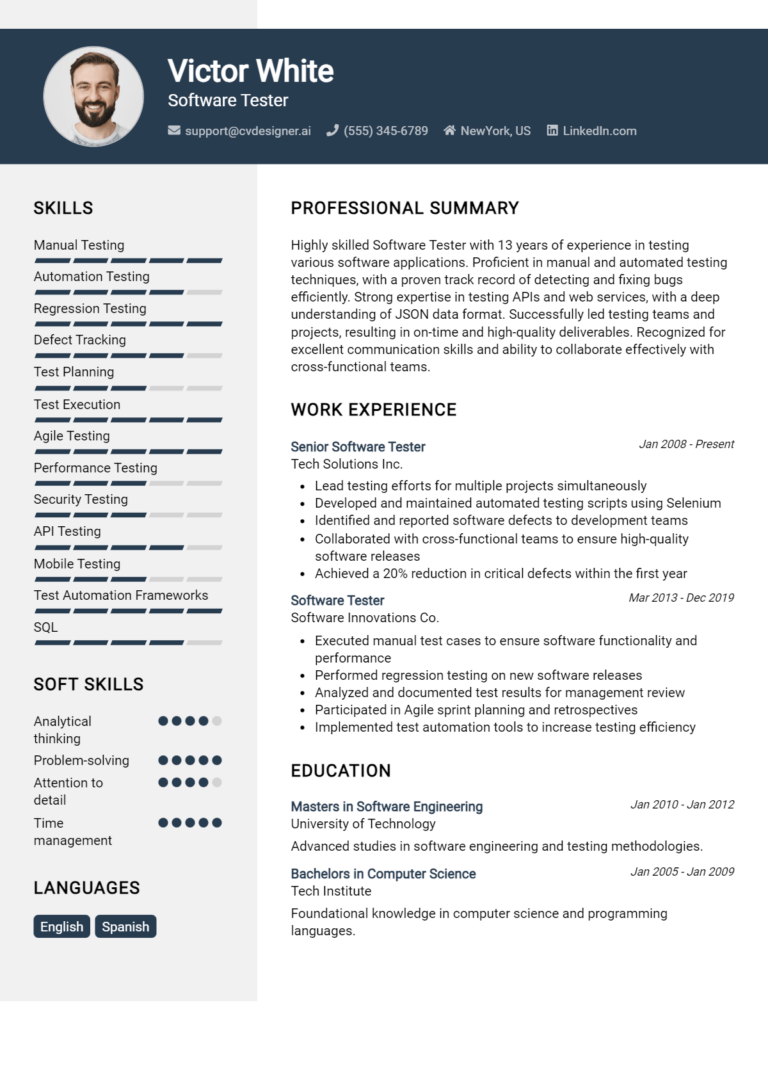 26 Software Tester Resume Examples for 2025: Resume Guide