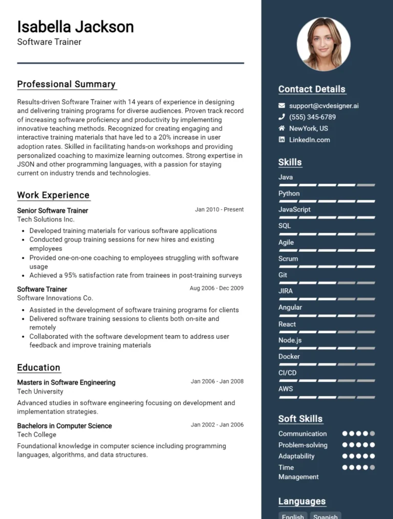 Software Trainer CV Example For 2025: Expert Tips & Templates