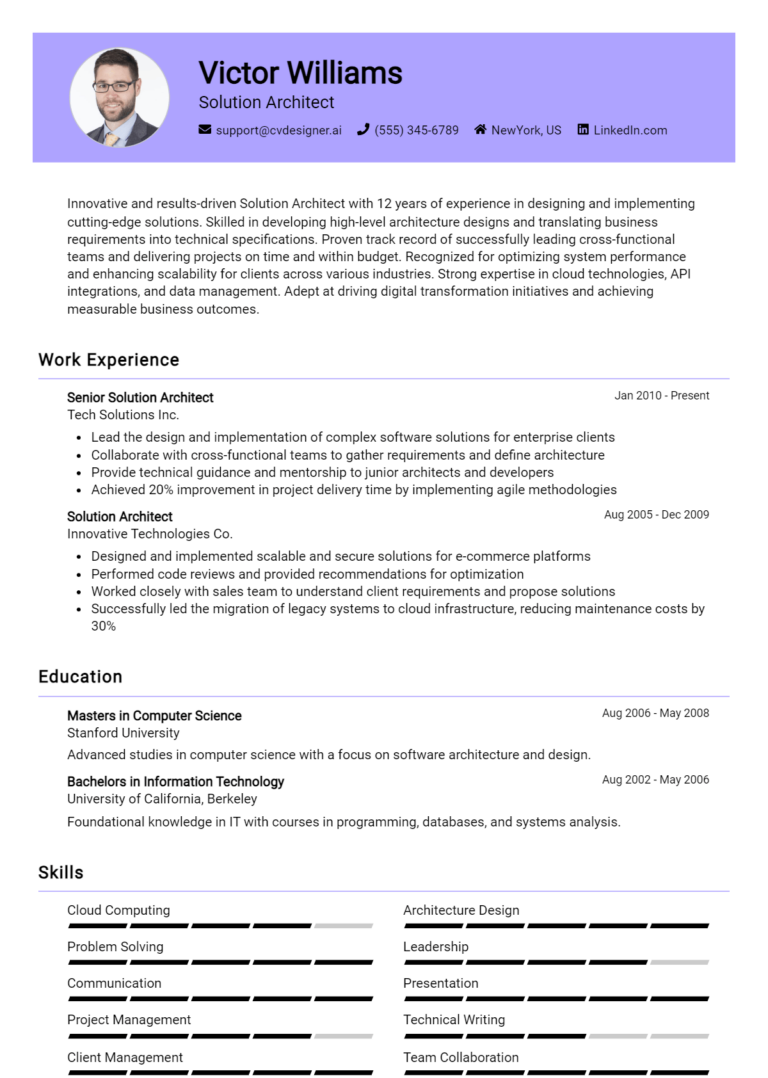 16 Solution Architect Resume Examples And Templates for 2025