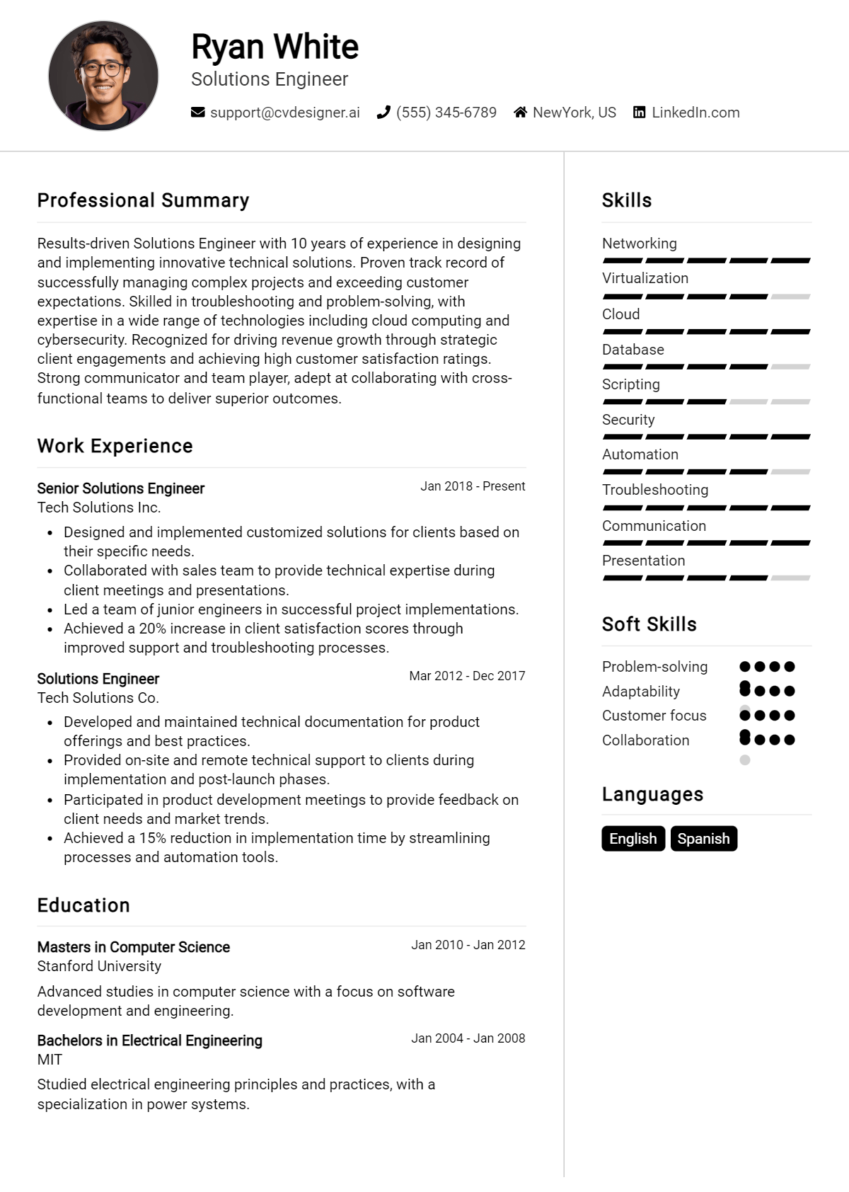 Solutions Engineer Resume Example