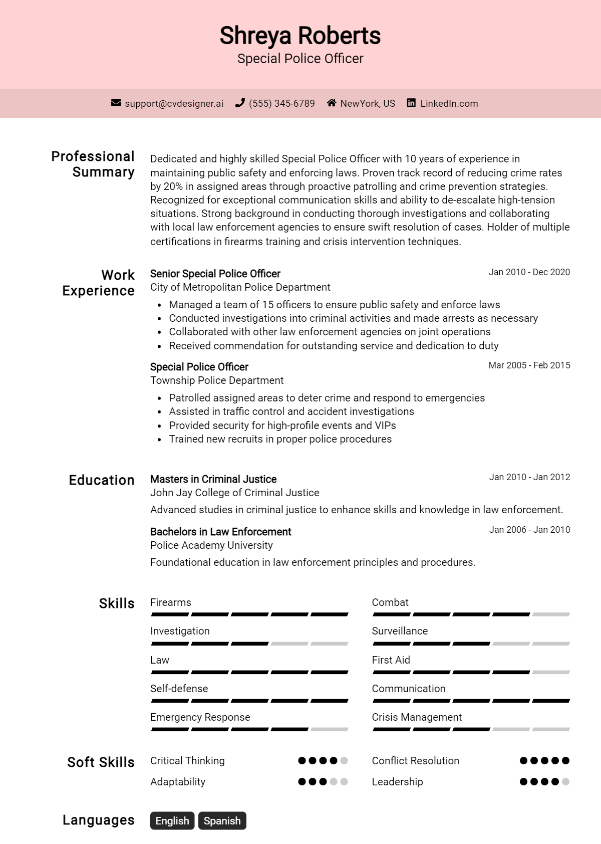 Special Police Officer Resume Example For 2024: Tips & Templates 