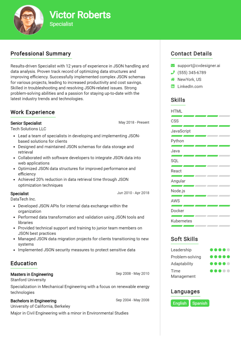 Specialist Resume Example for 2025: Professional CV Templates