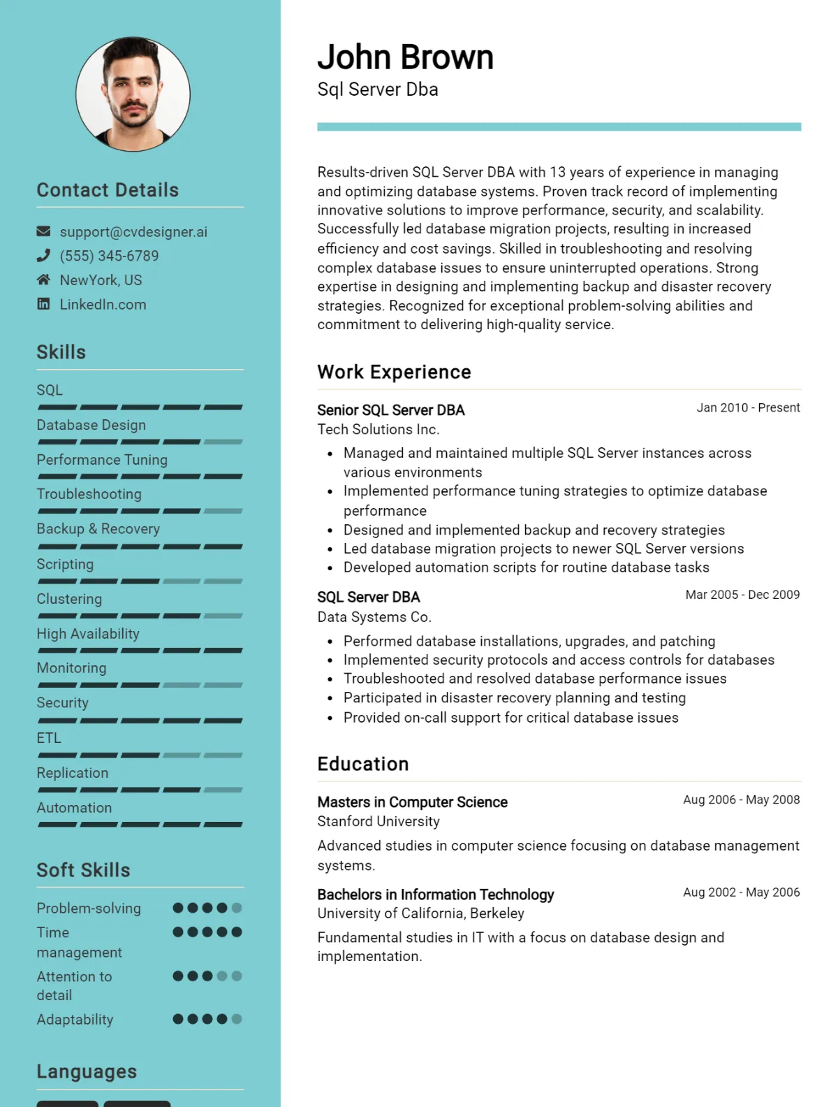 Sql Server Dba CV Example