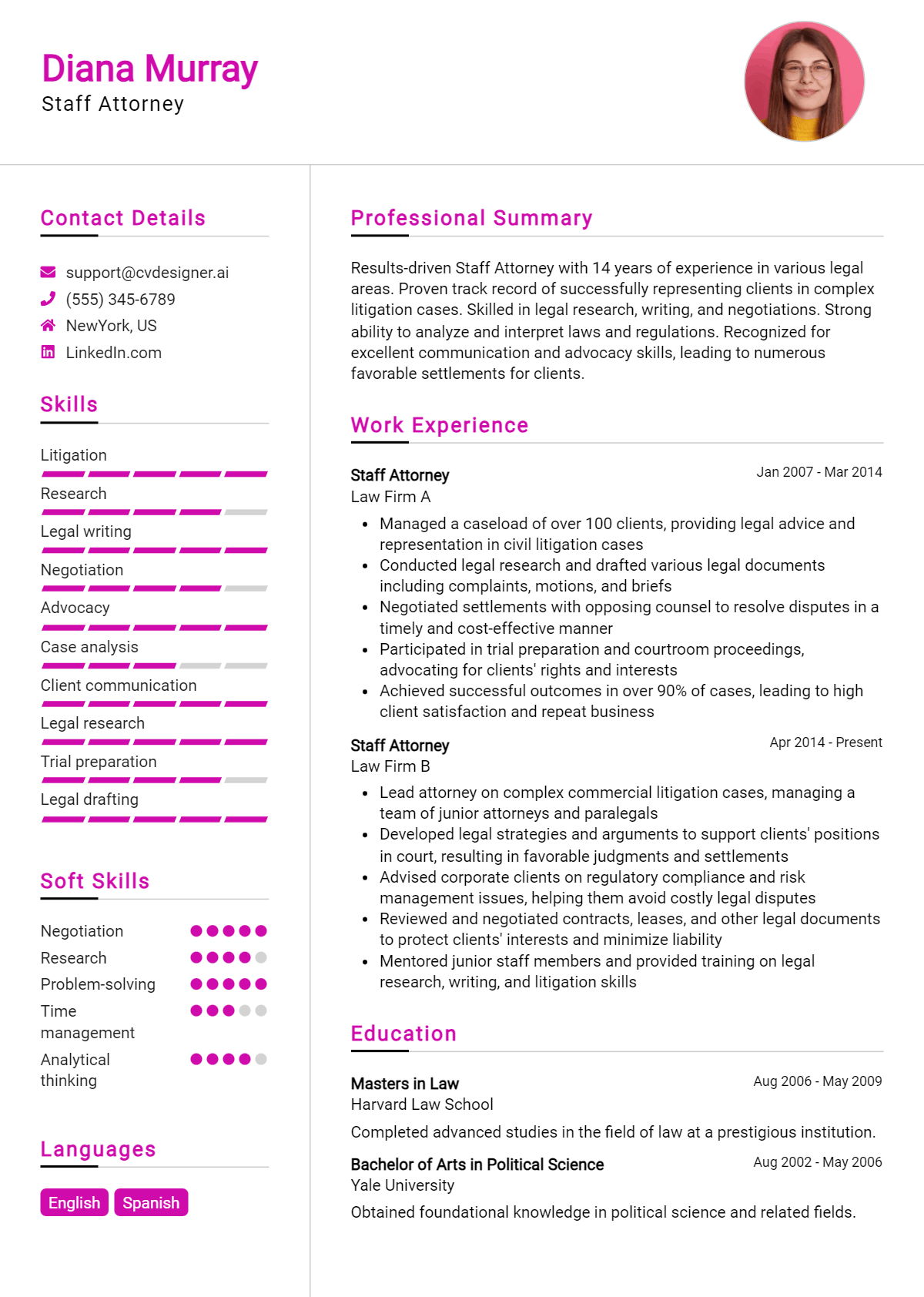 Staff Attorney Resume Example