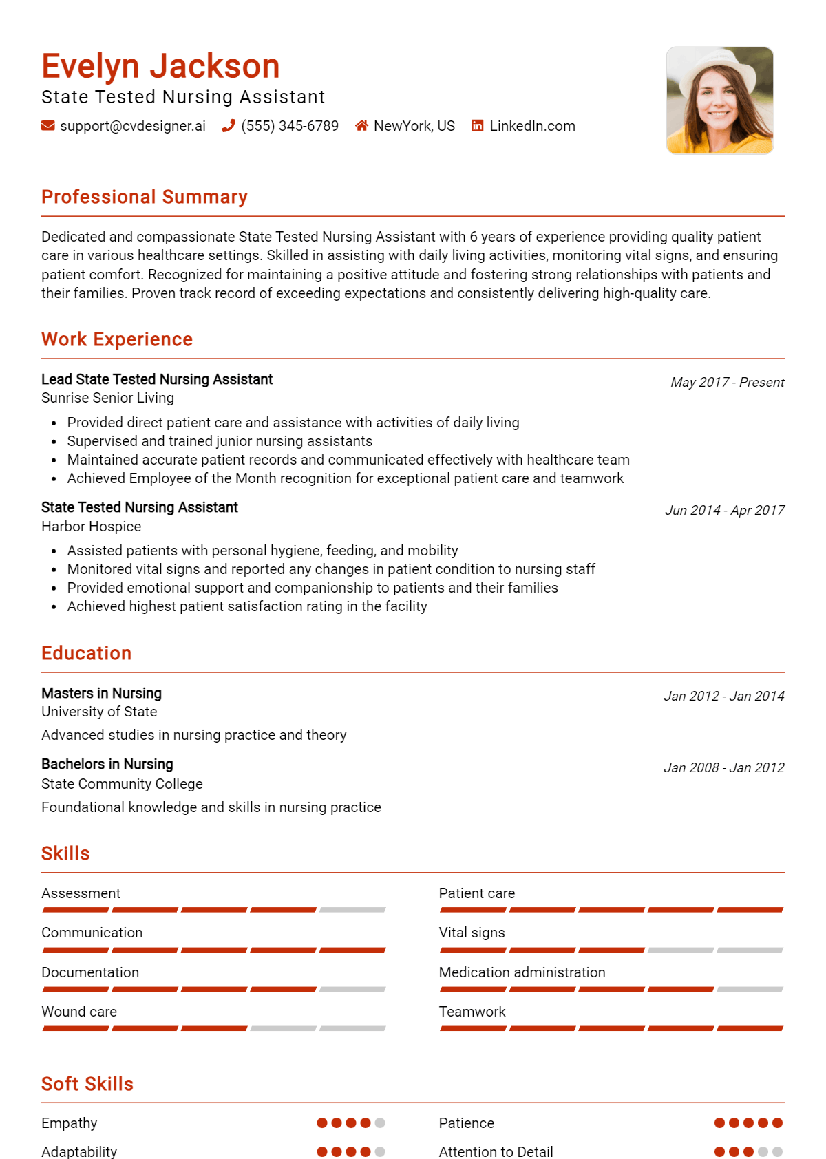 State Tested Nursing Assistant Resume Example