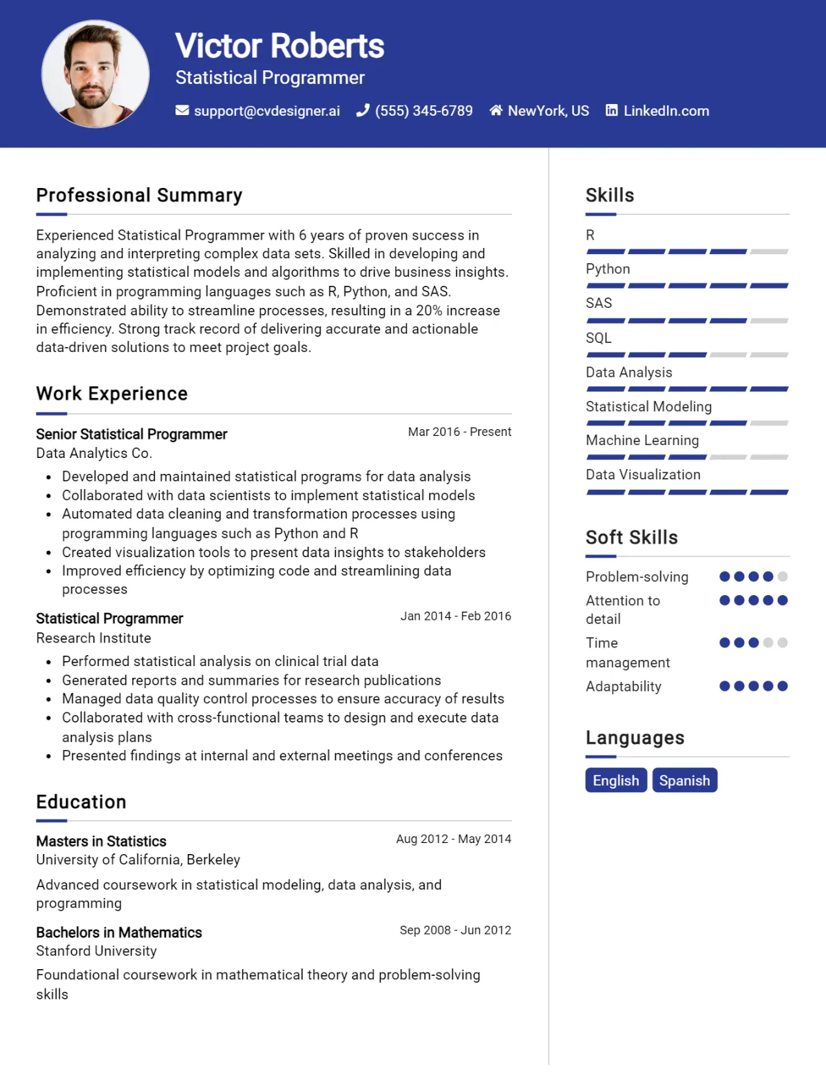 Statistical Programmer CV Example