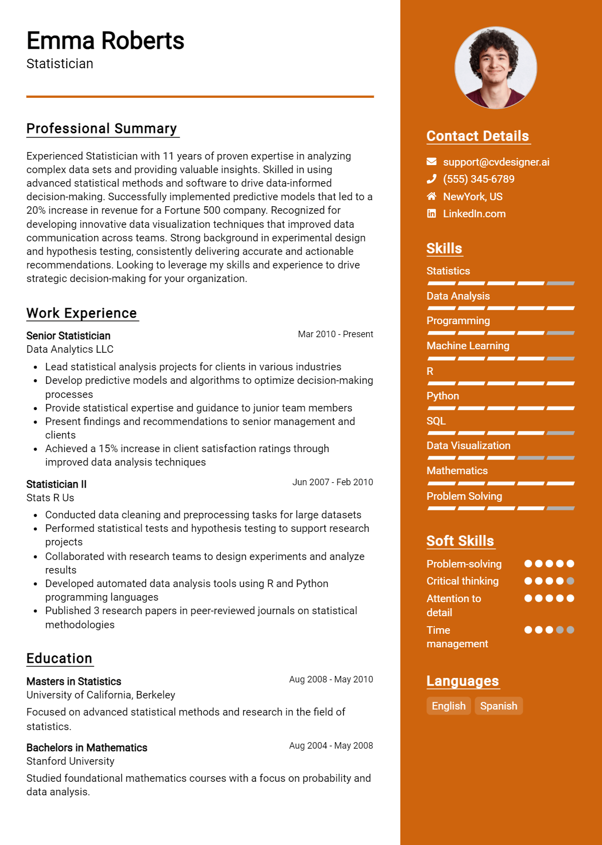 Statistician Resume Example