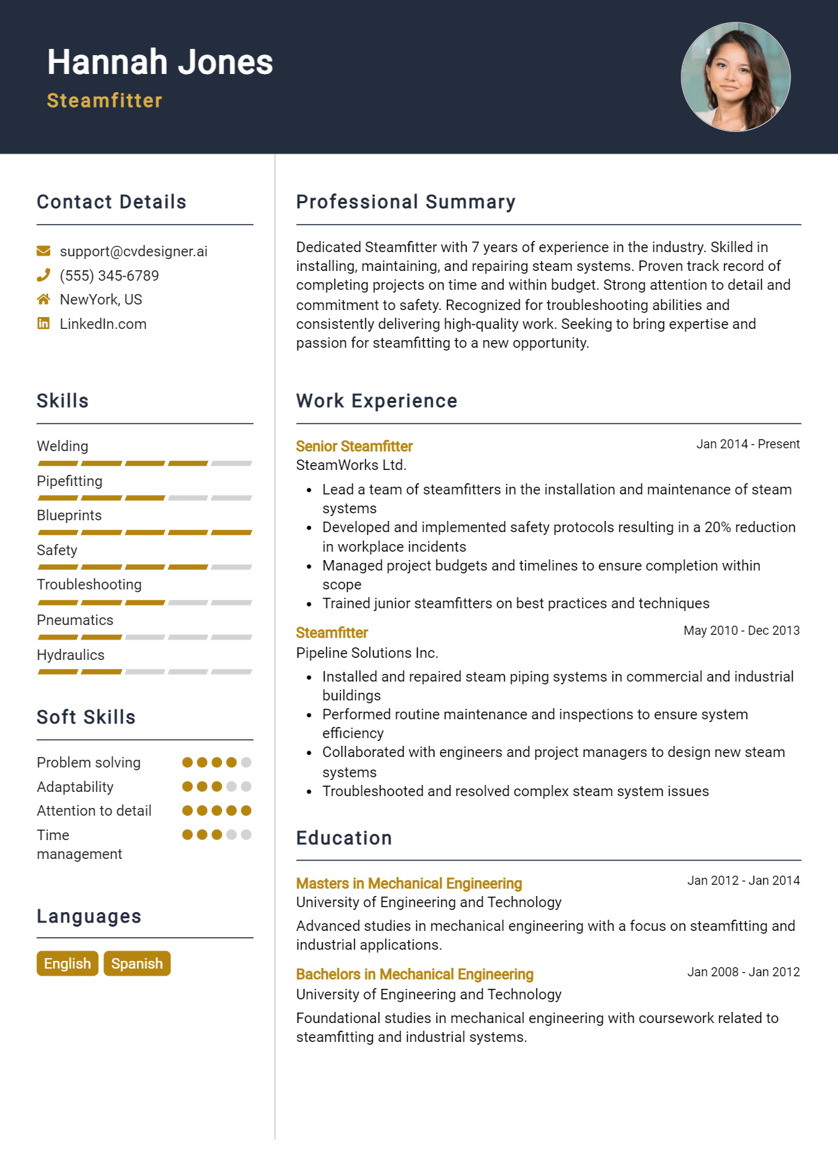 Steamfitter Resume Example