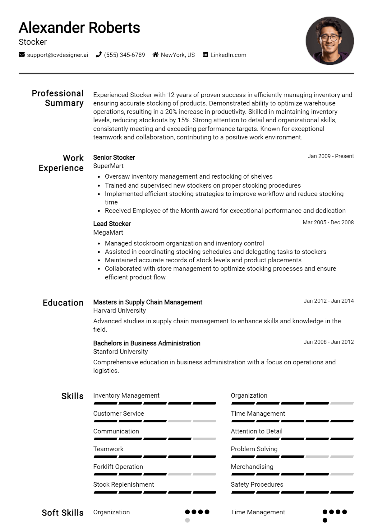 Stocker Resume Example