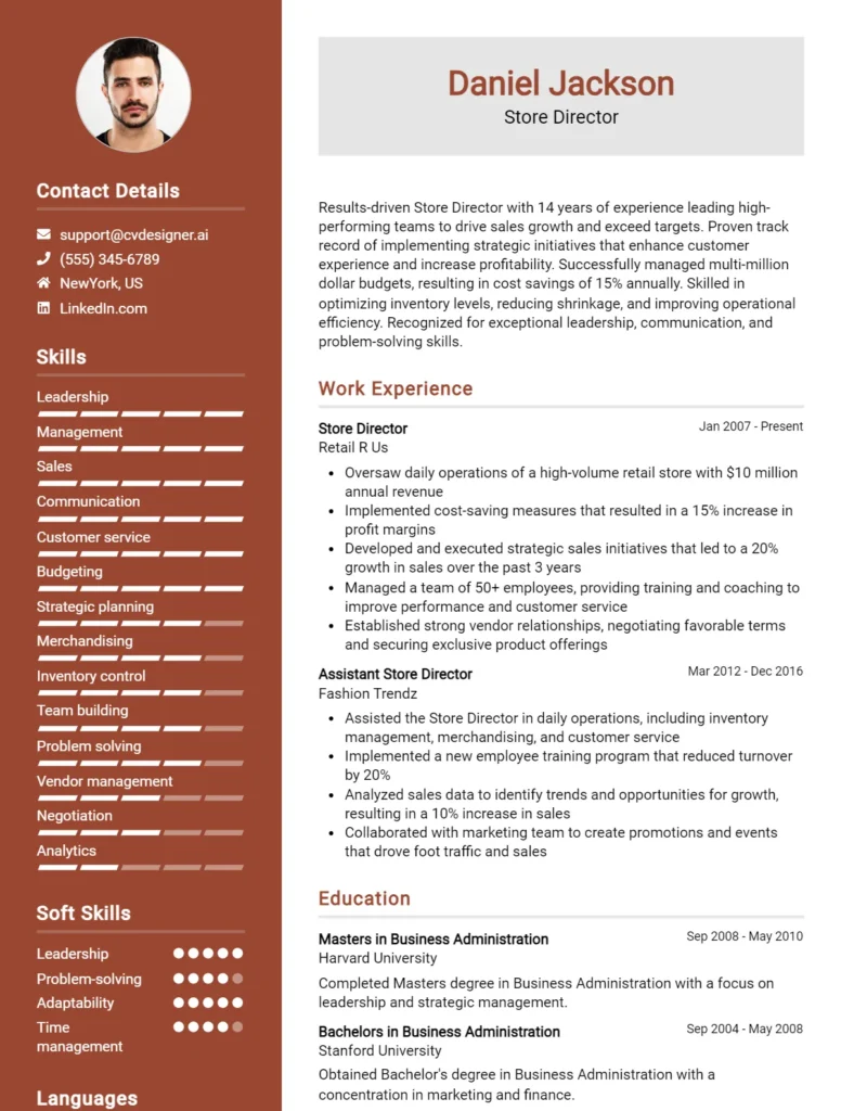 Store Director CV Example