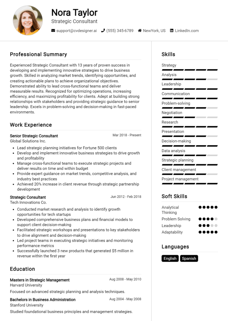 12 Consultant Resume Examples for 2024: Top CV Skills - CVDesigner.ai