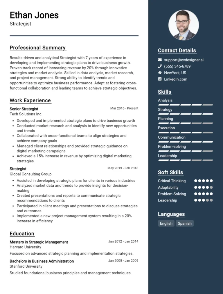 Strategist CV Example For 2025: How to Create a Professional CV