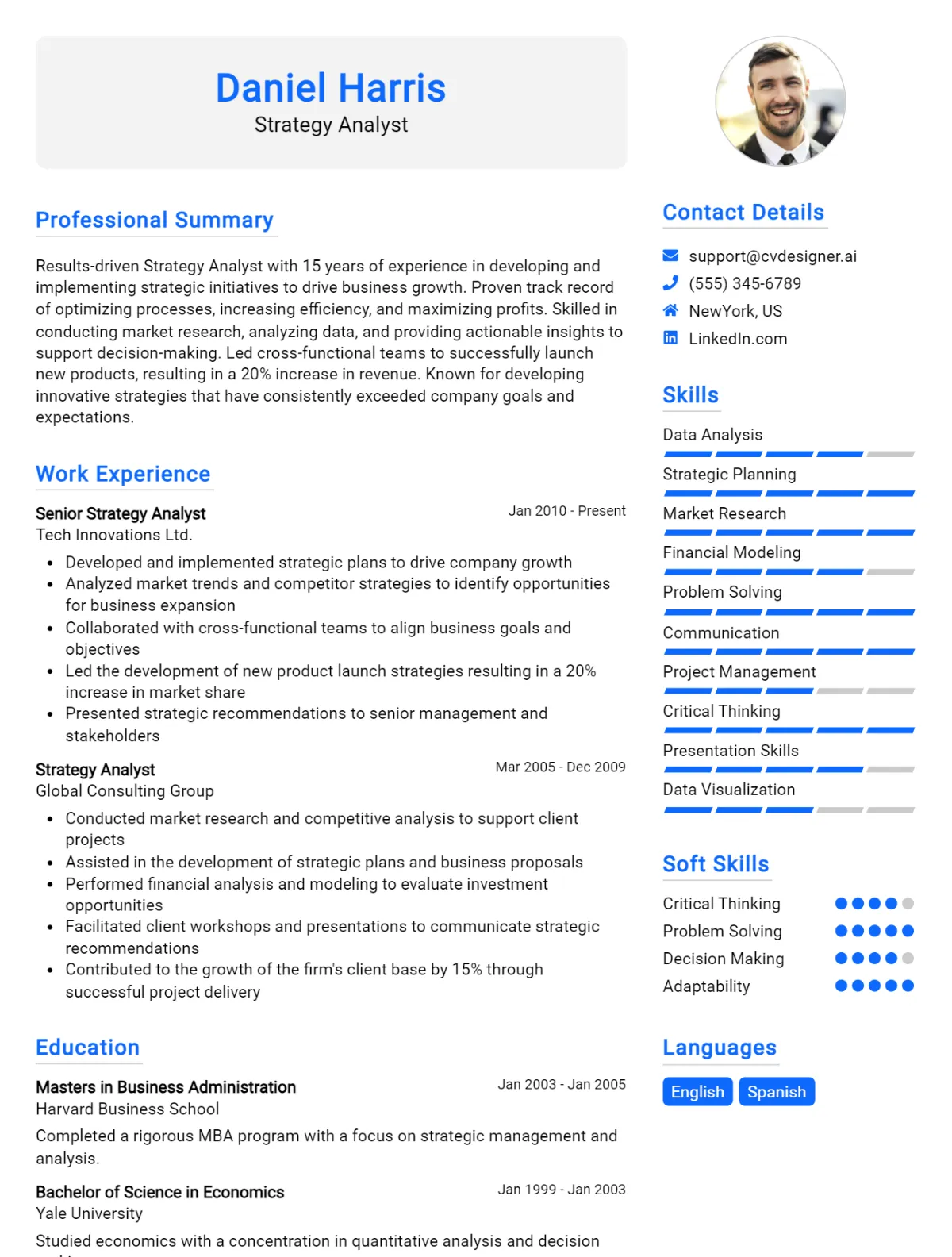 Strategy Analyst CV Example
