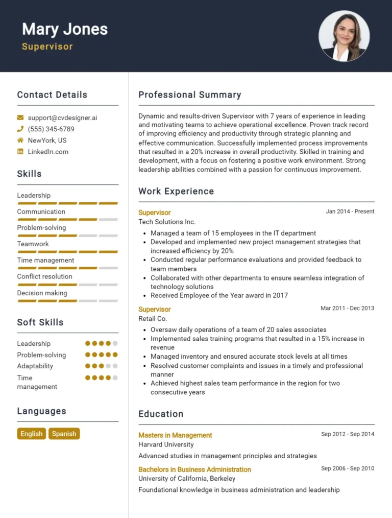 4 Supervisor CV Examples For 2025: Effective CV Writing Tips