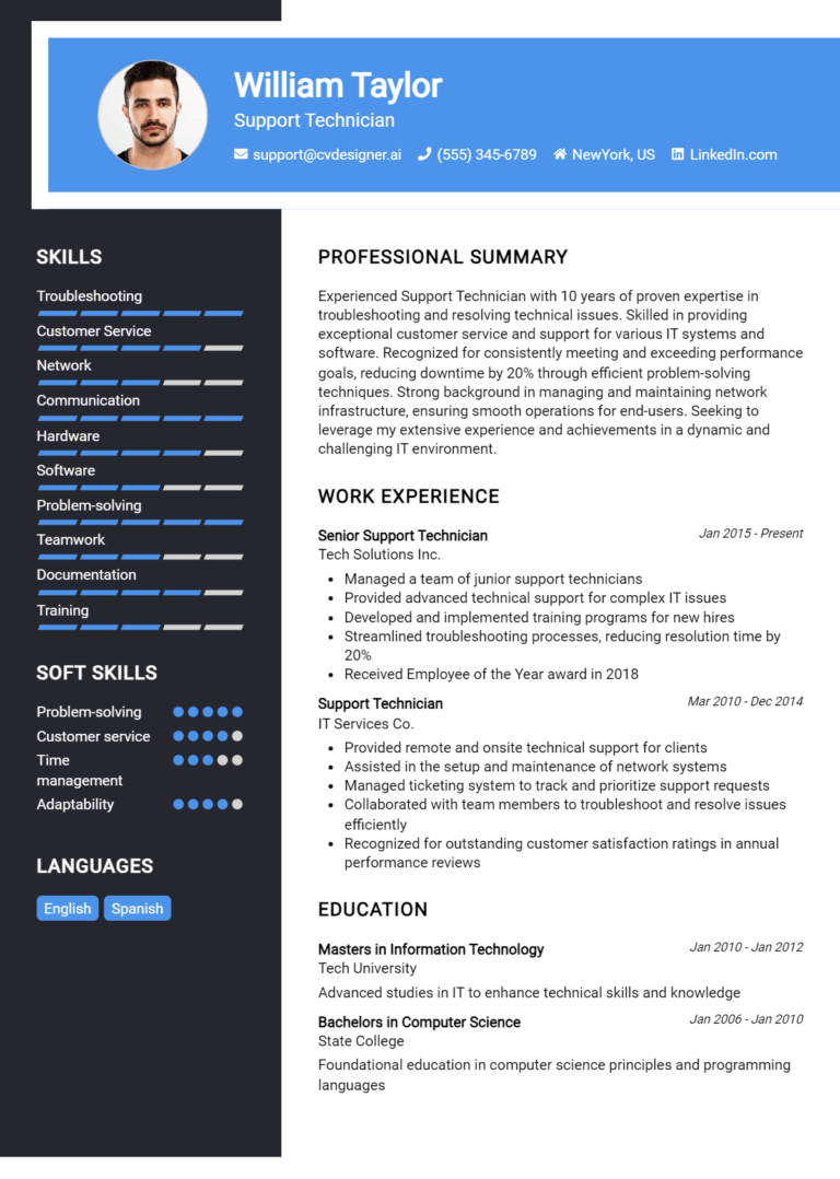 17 Support Technician Resume Examples And Templates for 2025