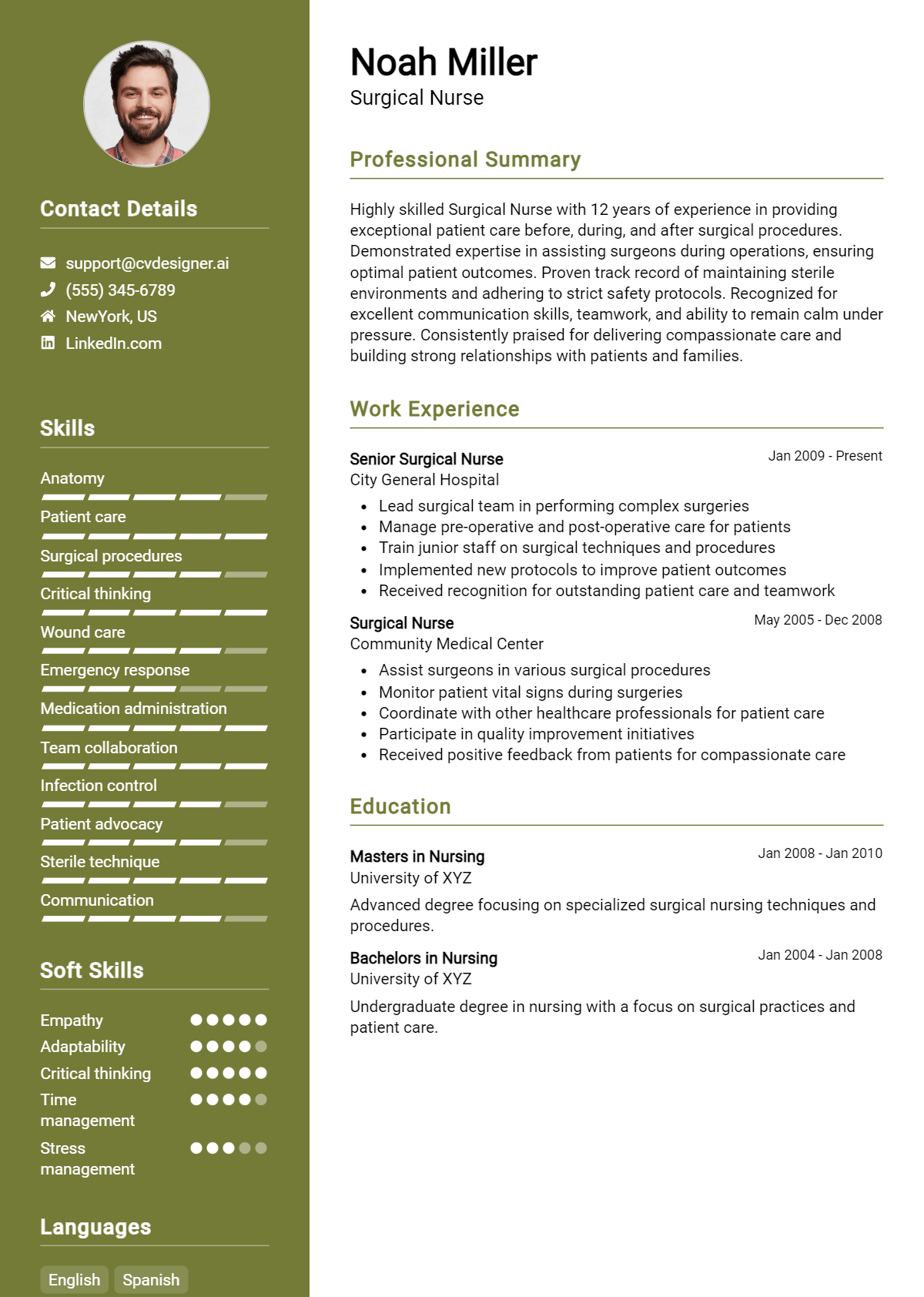 Surgical Nurse Resume Example for 2024: Free Downloadable Templates ...