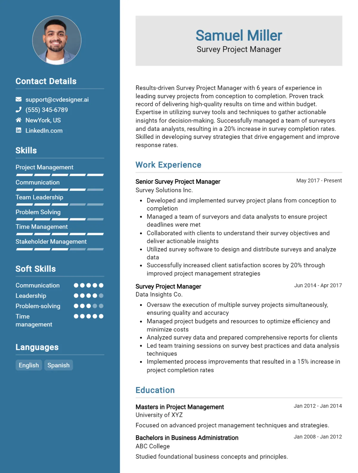 Survey Project Manager CV Example