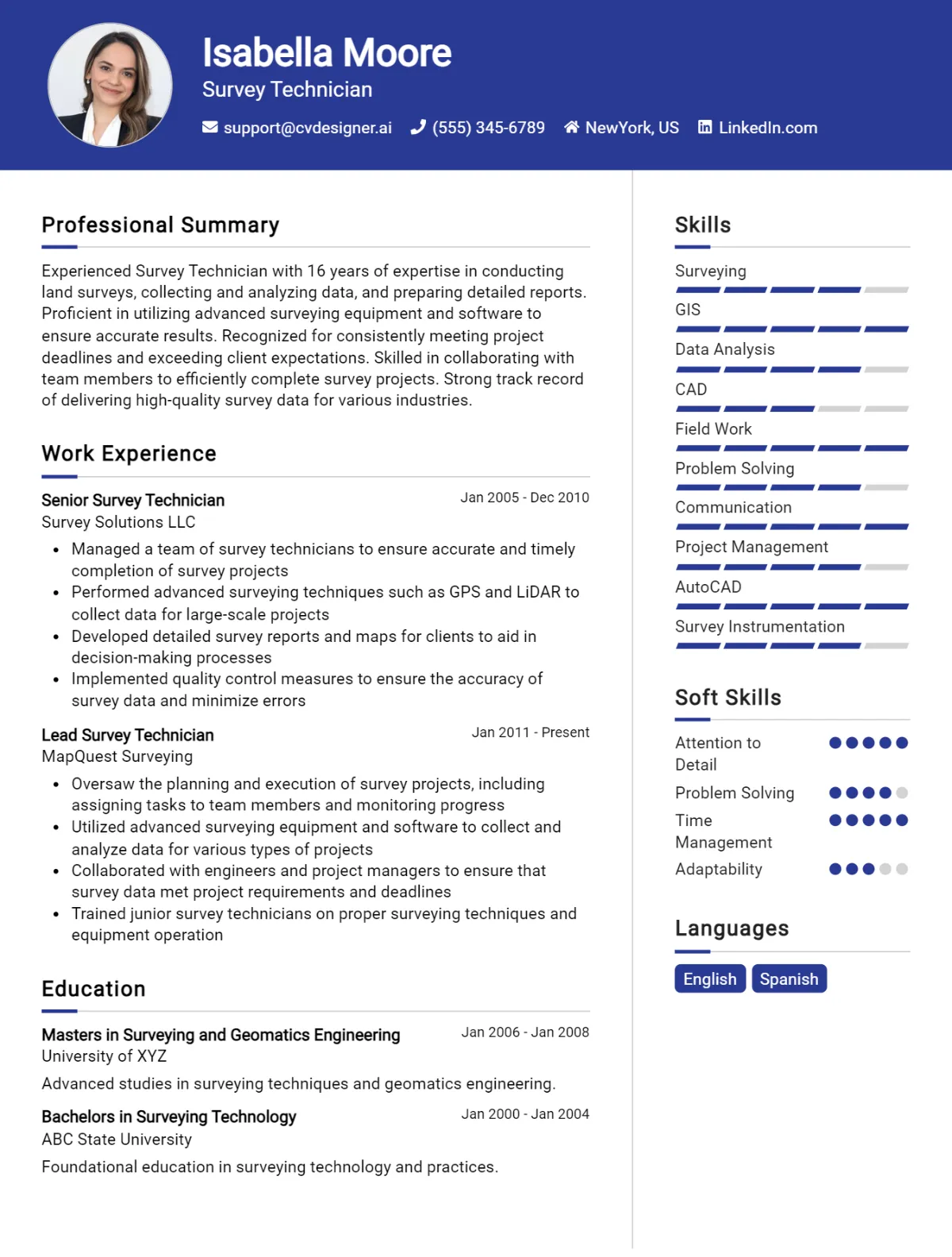 Survey Technician CV Example