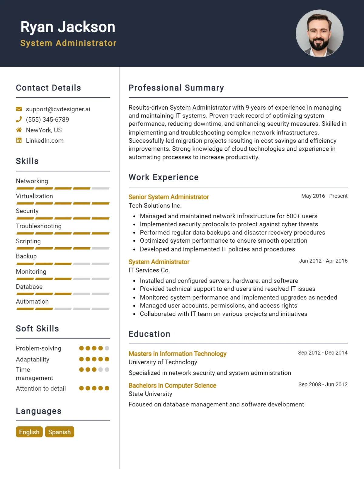 System Administrator CV Example For 2024: Best Writing Guide ...