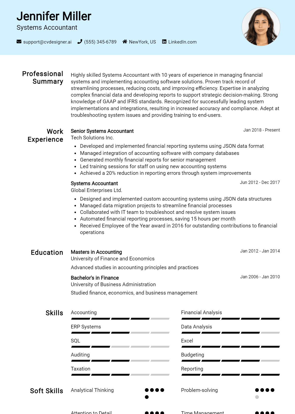 Systems Accountant Resume Example